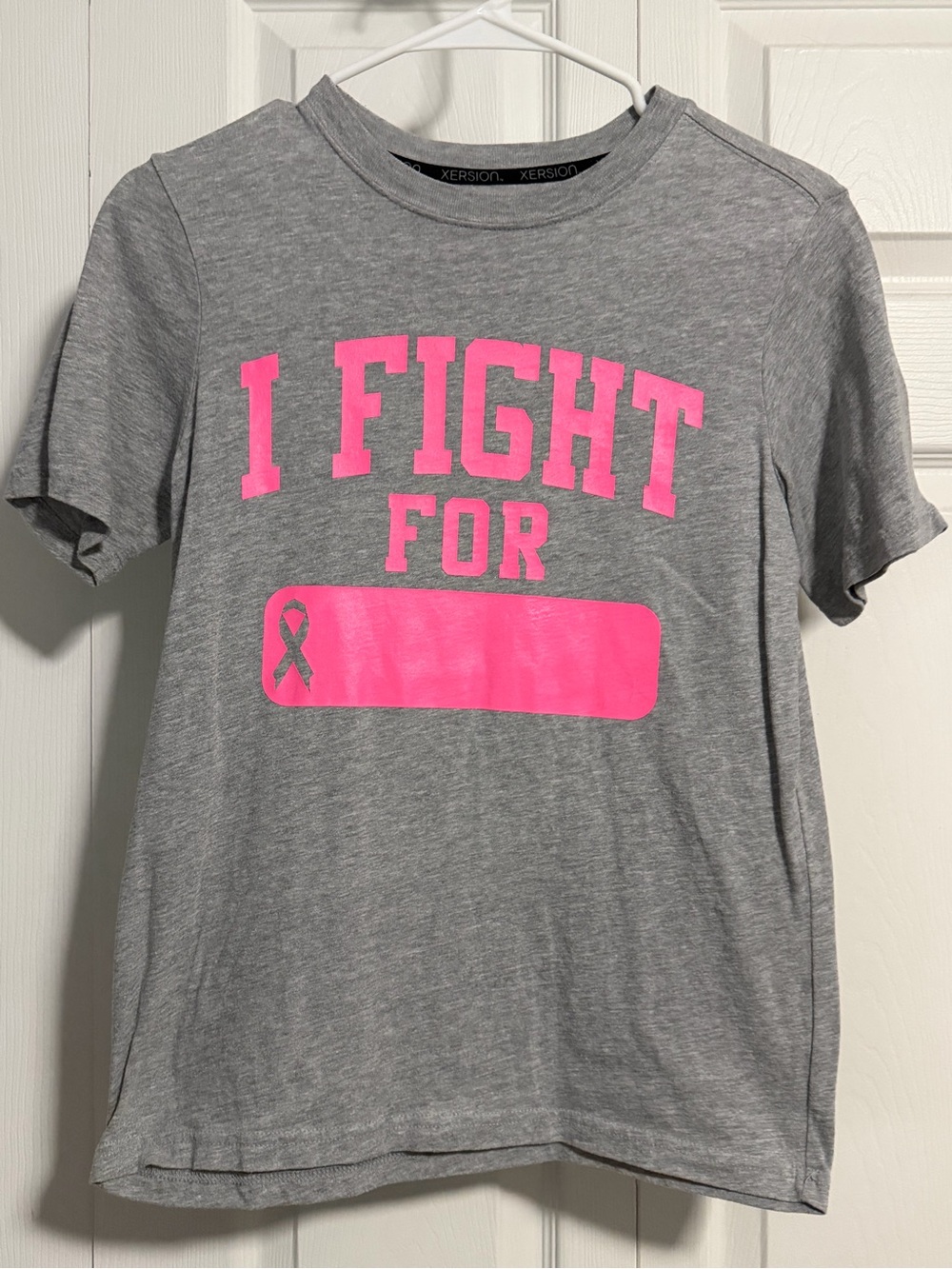 Xersion Gray Tee with Hot Pink 'I Fight For' Graphic